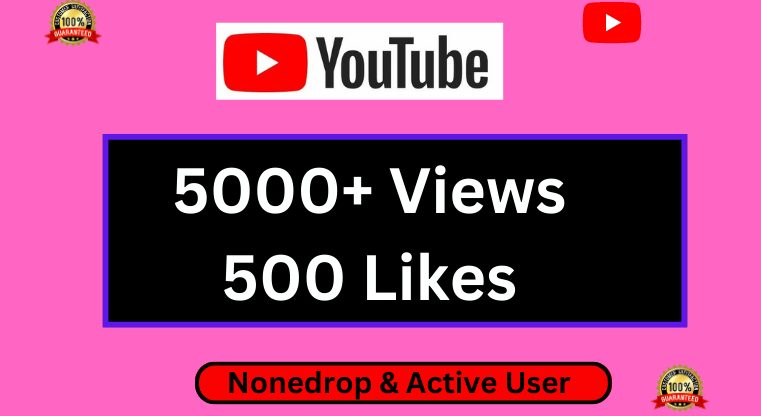 Send 5000+ Youtube videos views & 500+ likes Organice promotion & 100% Real, lifetime gueranted..