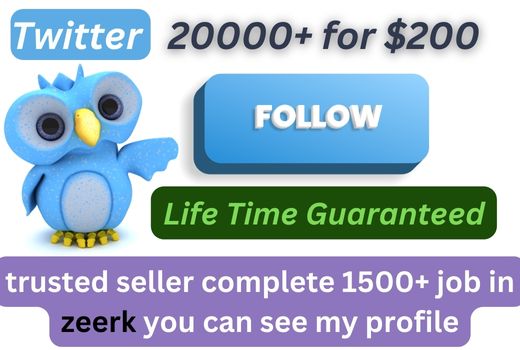 Get Organic 20,000+ Twitter Followers, Real, Active HQ Users Guaranteed
