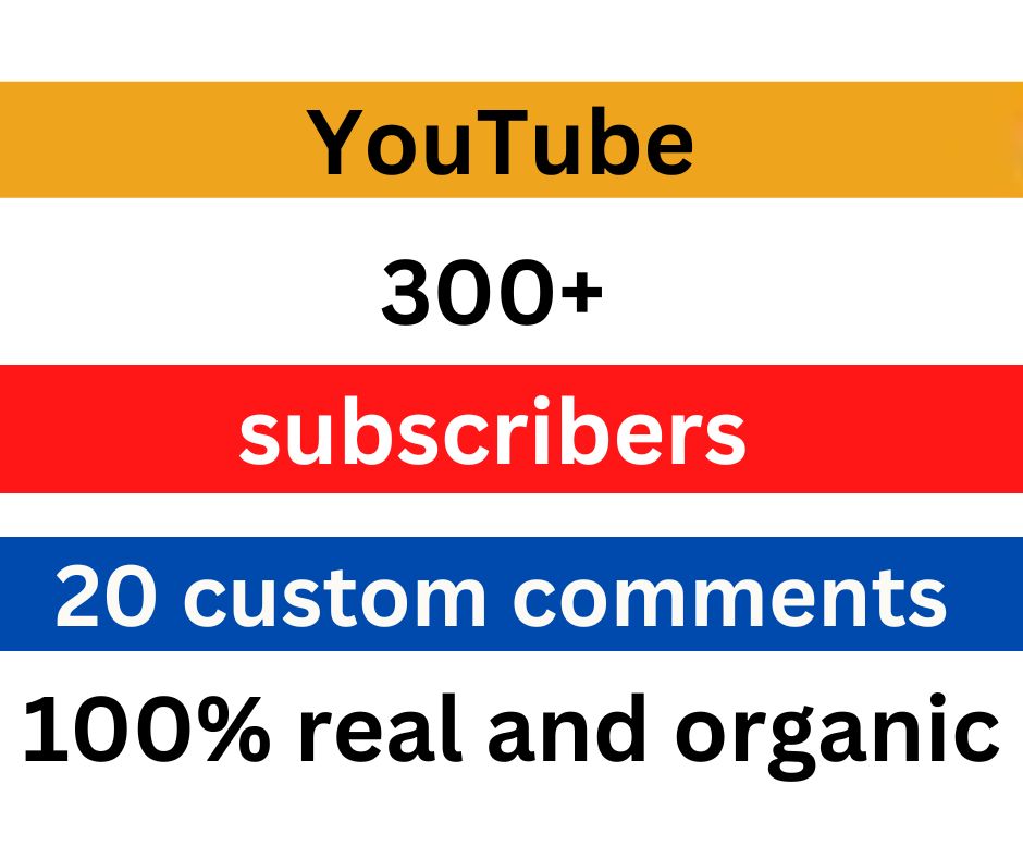 You will get 300+ HQ real and active YouTube subscribers and 20 custom comments  lifetime Guaranteed