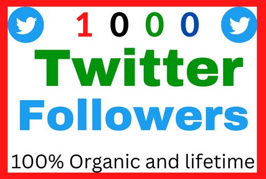 I will provide 1000 organic Twitter followers with non drop, lifetime guaranteed