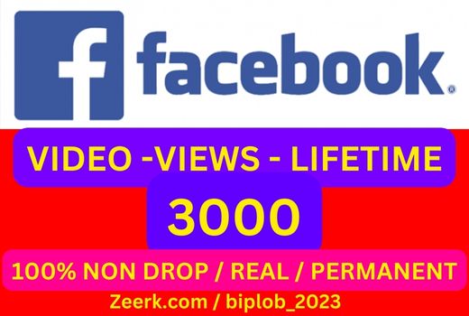 Facebook Video Views 3,000  Lifetime