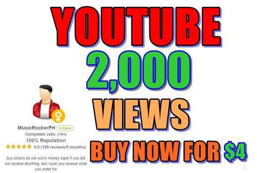 YOUTUBE 2,000 VIEWS TO YOUR VIDEO PROMOTION