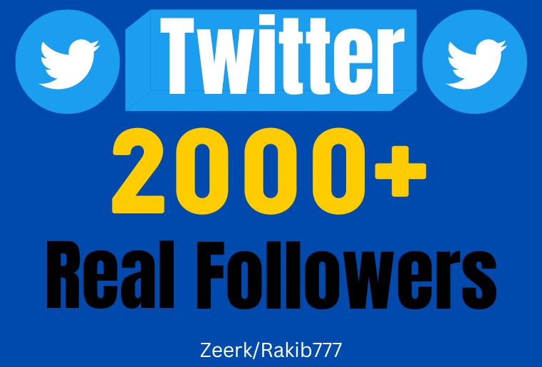 Get 2000+ Twitter followers Organic, High quality, Non-Drop, Real active User Guaranteed.