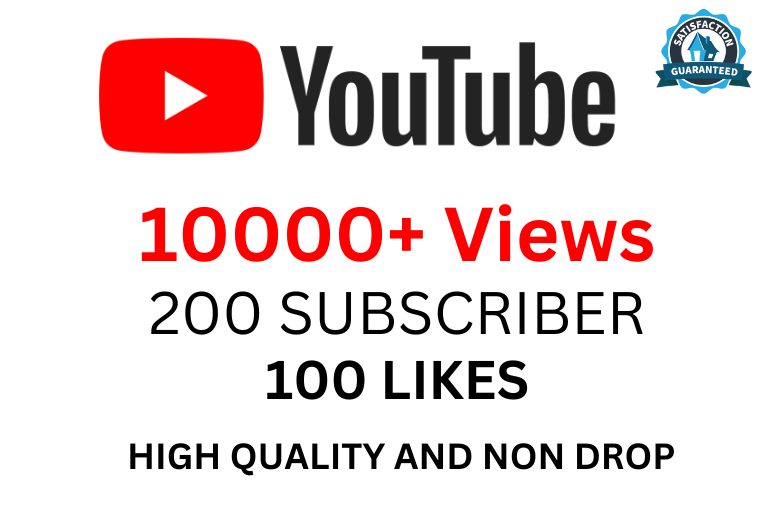 You tube promotion – Get 10,000 You tube Video Views with 200 Subscribers + 100 Likes  Non-Drop and Permanent
Social Media Marketing