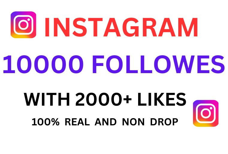10000+ Instagram Followers With 2000 Post Likes, Non-drop, organic and 100% Lifetime guarantee