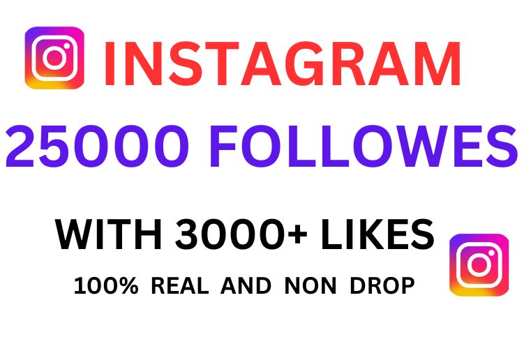 25000+ Instagram Followers With 3000 Post Likes, Non-drop, organic and 100% Lifetime guarantee