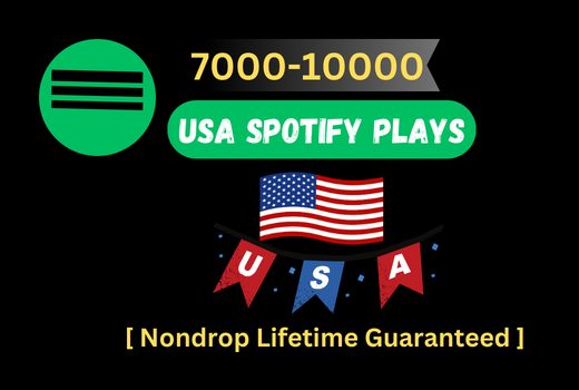 I Will Give You 7000-10000 Spotify USA Plays From High-Quality Accounts of USA Verified and Permanently Lifetime Guaranteed