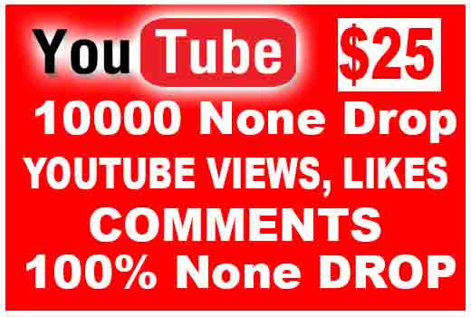 10000 Youtube views and 1000 likes, 50 comments, all is organic service