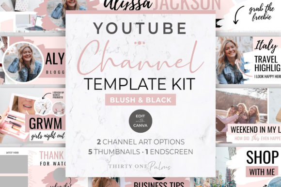 Youtube Channel Kit for Canva Blush