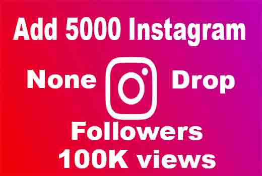 Add 5000 instagram followers and 100K views for videos. All is organic service.