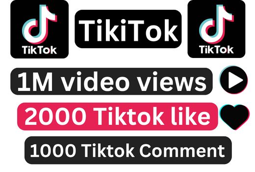 Best TikTok Offer 1M views + 2000 like + 1000 comment permanent