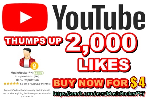 Youtube 2,000 Likes Thumps Up To Your Video