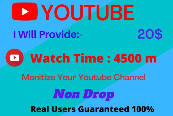 I can give you 4500 youtube Watch Time