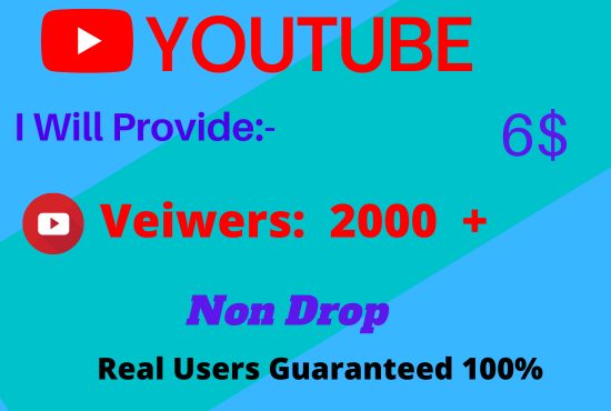 I can give you 2000+ youtube Viewers