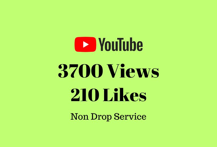 Get 3700 Youtube video Views With 210 Likes, Non-drop and Permanent