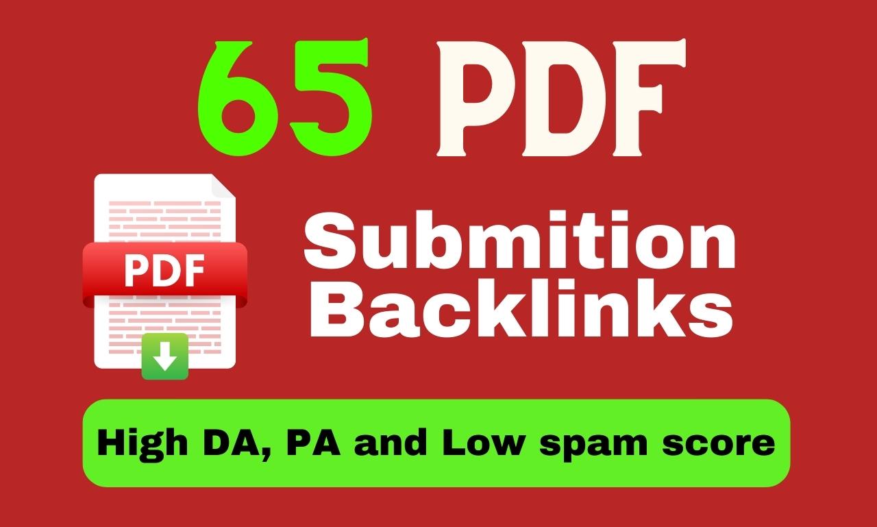 65 PDF submissions on top high DA, PA, site permanent backlinks