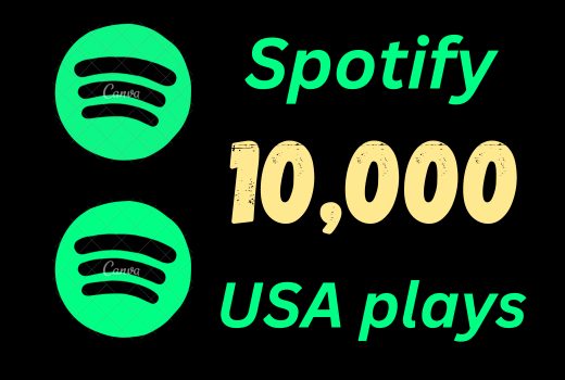Real 10,000 Spotify USA Track Plays HQ royalties eligible lifetime guaranteed