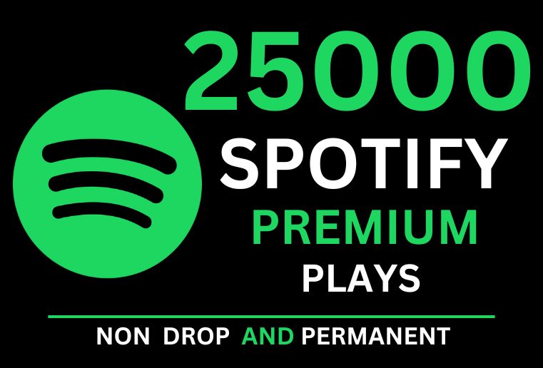 Get 25000 Spotify  High-Quality Premium  Plays With 1000 Followers bonus , Non-drop and Permanent .