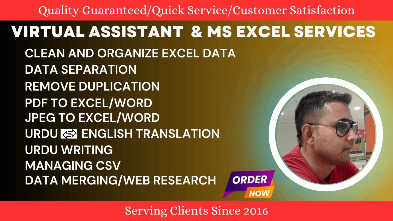I will do data cleaning, editing sorting or separate excel or CSV, PDF conversion
