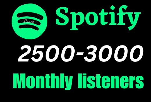 Get 2500 to 3000 Spotify Monthly listeners HQ premium Non-Drop Real