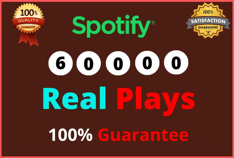 Get Organic 60,000 Spotify Plays From USA/CA/EU/AU/NZ/UK, Real and Active Audience, Permanent Guaranteed!