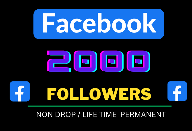 You will get 2000+ organic Facebook page Followers , Organic  and Permanent Life Time