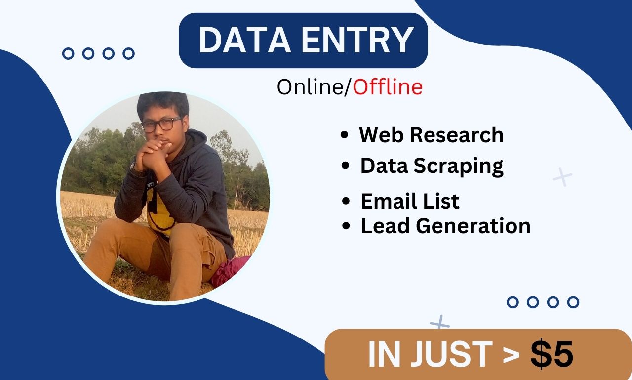 I will do data entry, web research, excel, admin support work,email, copy paste