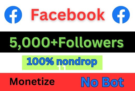 Get Facebook page 5000 followers ,Nondrop,100% lifetime gurantee
