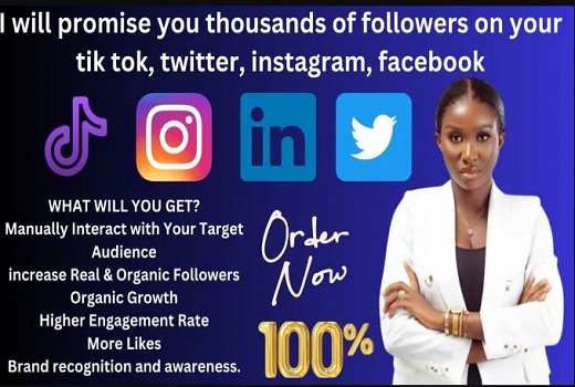 i will grow you millions followers on tiktok account, instagram, facebook, twitter