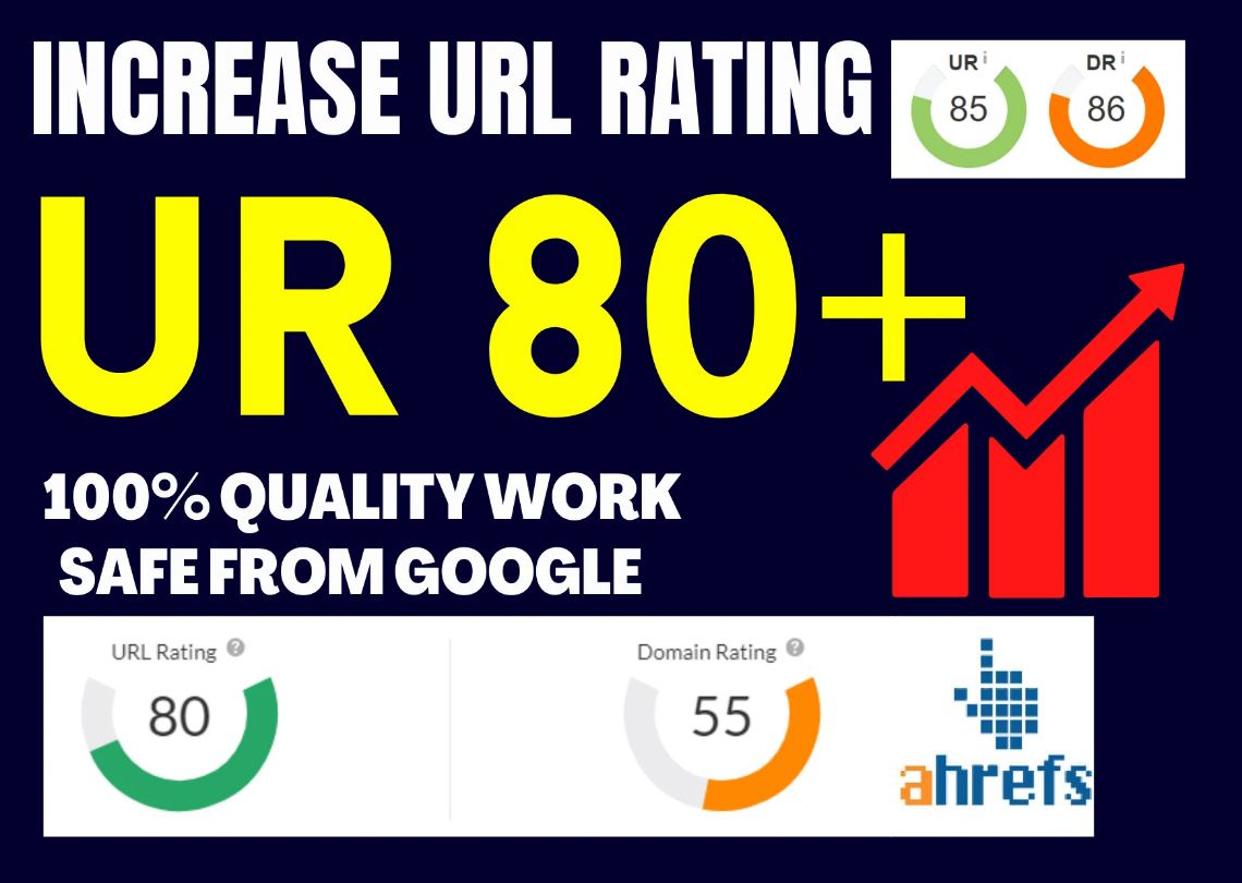 I will increase ahrefs url rating ur 80 plus use high quality backlinks