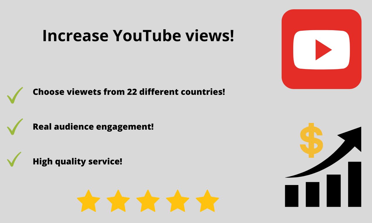 Increase your YouTube video’s views! $45 per 10,000