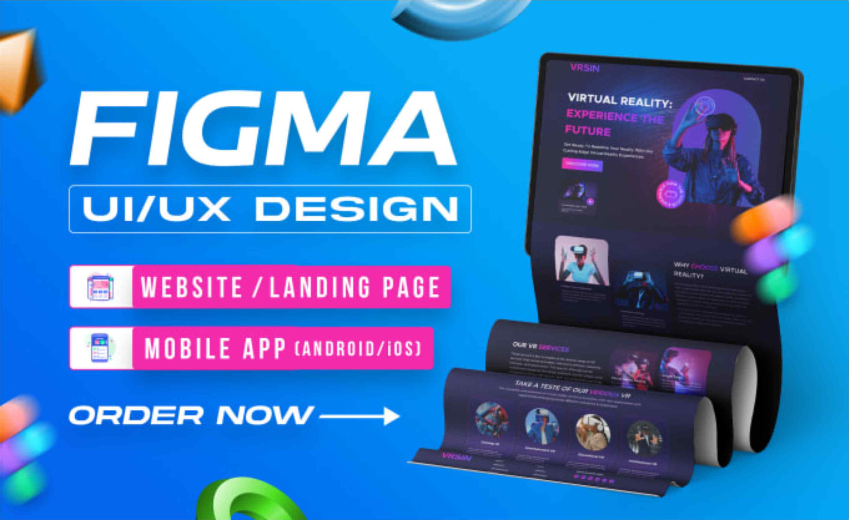 I will do website ui ux, landing page design, mobile app ui design in figma