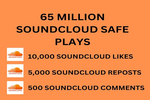 65 MILLION SOUNDCLOUD SAFE PLAYS 15k+ BACKLINKS 15K LIKES 5K REPOSTS