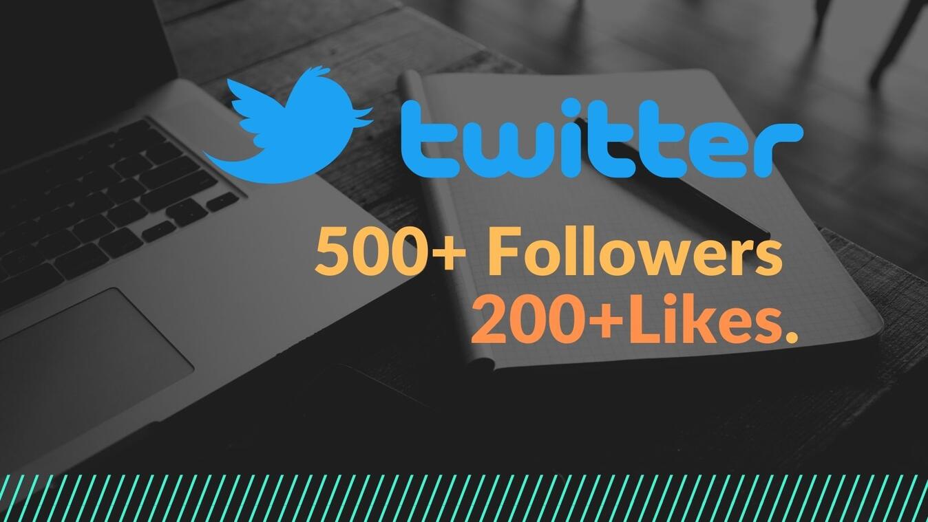 Add 500+ Organic Twitter followers + 200 Likes,  High quality, Non-drop and real active User guaranteed