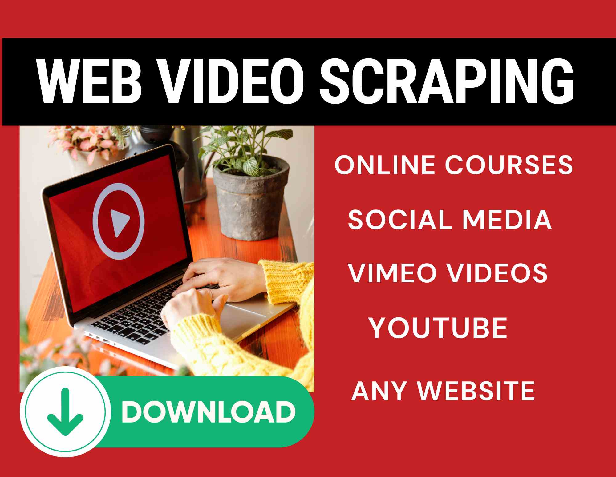 I will scrape your 50 web video into mp4 format.