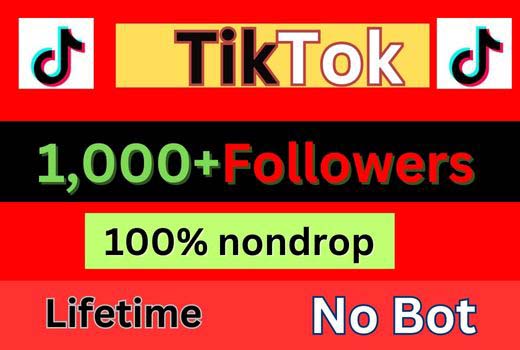 Get Tik Tok 1000 Followers |Non Drop|100% gurantee|