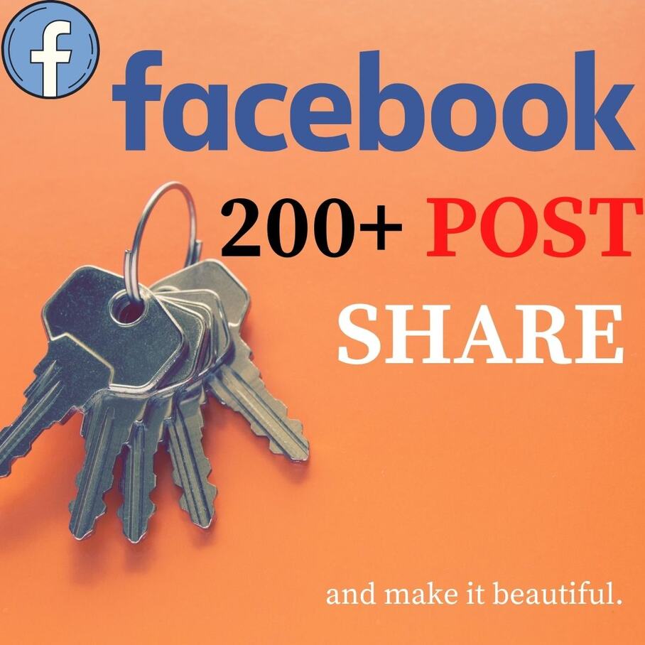 You will get 200+ Facebook Post Share Lifetime guaranteed & Active user
