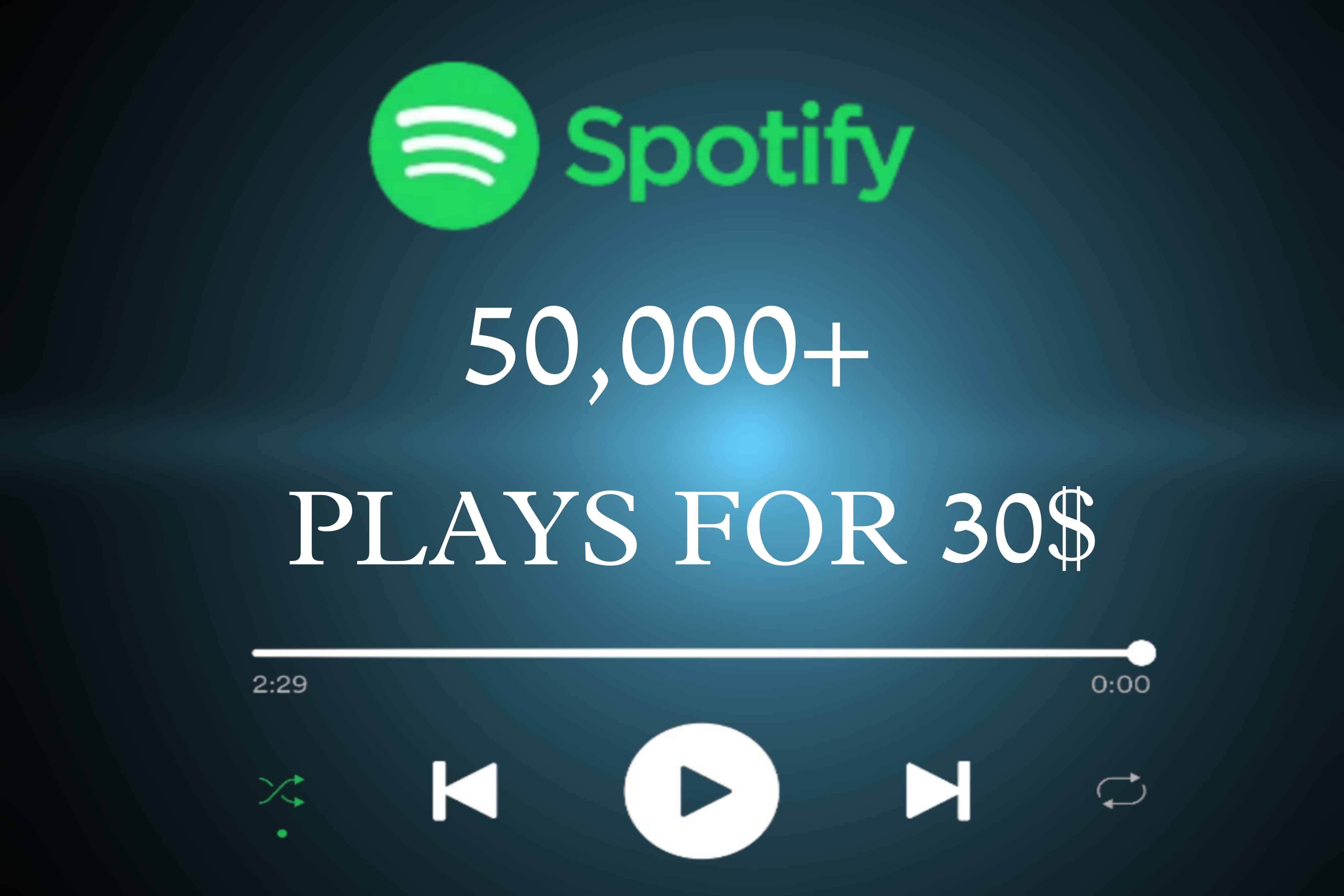 50,000+ SPOTIFY PLAYS LIFETIME GUARENTEE FOR 30$