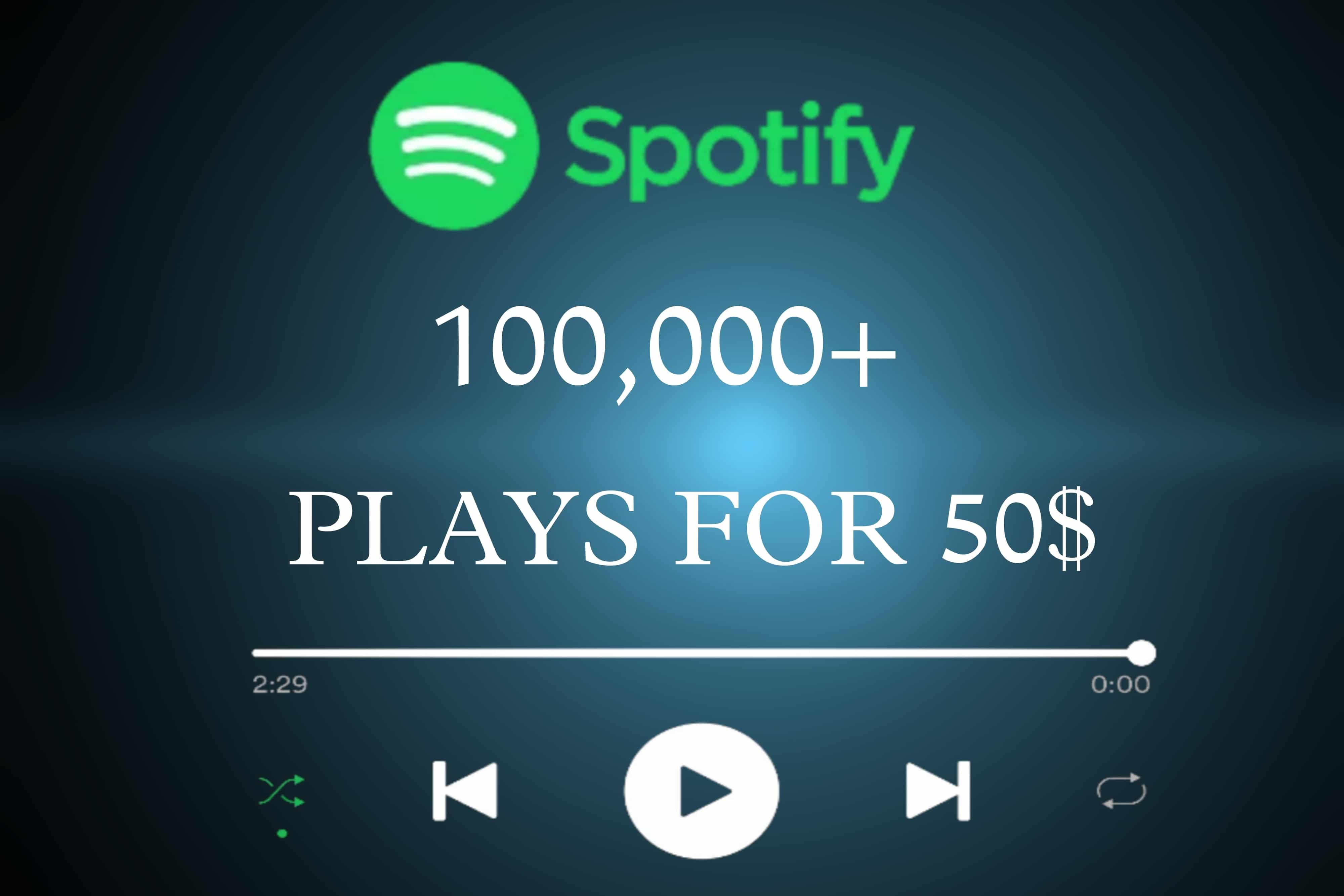 100,000+ SPOTIFY PLAYS LIFETIME GUARENTEE FOR 50$