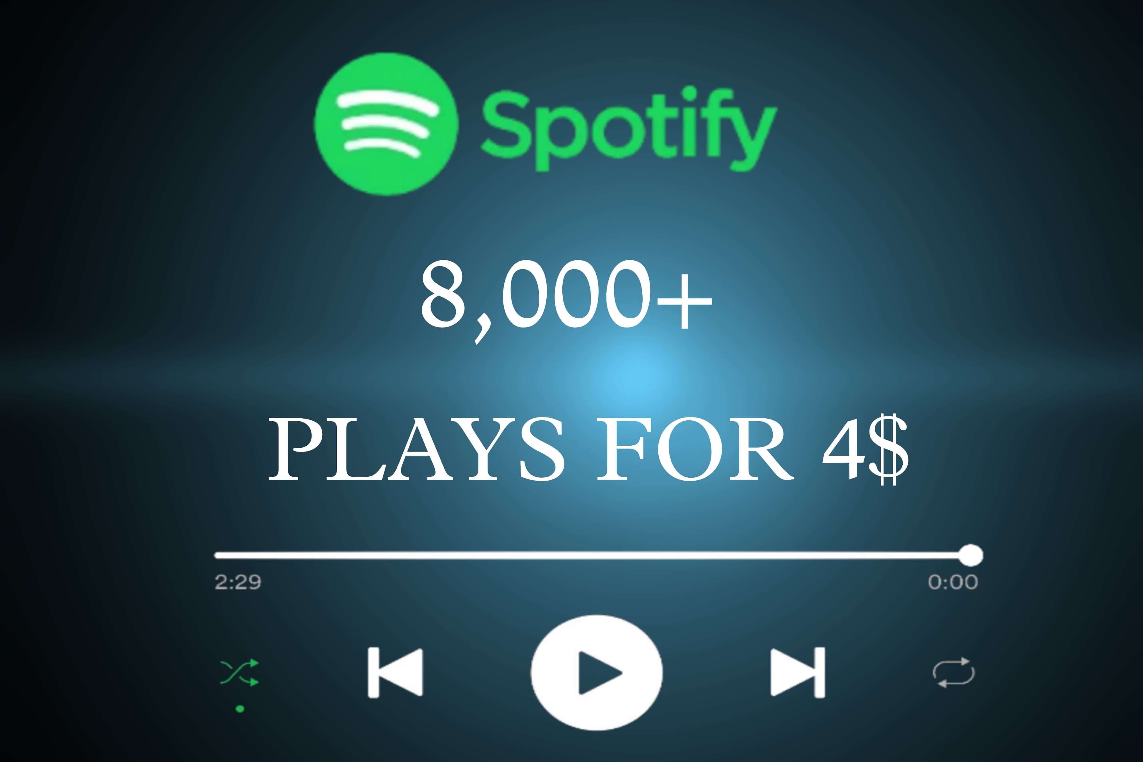 8,000+ SPOTIFY PLAYS LIFETIME GUARENTEE FOR 4$