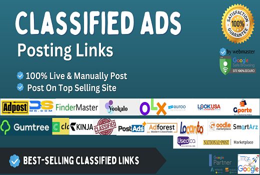 I will post 50 classified ads backlinks on top classified ad posting sites