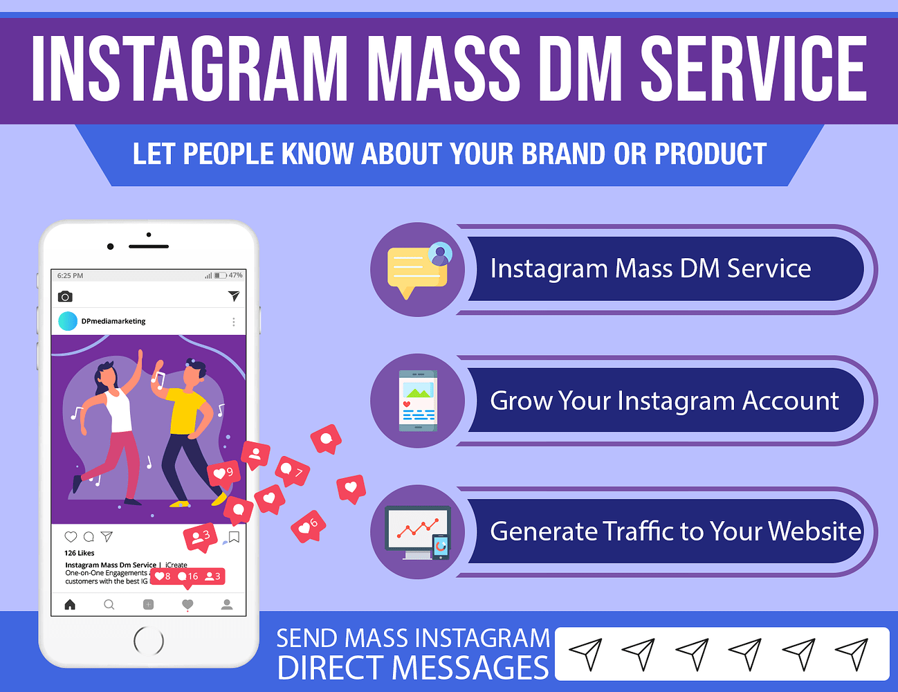 I will do Instagram direct message, Instagram mass dm