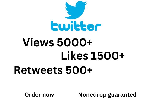 Twitter Retweets 500+ Likes 1500+ views 5000+ Real and none-drop Service