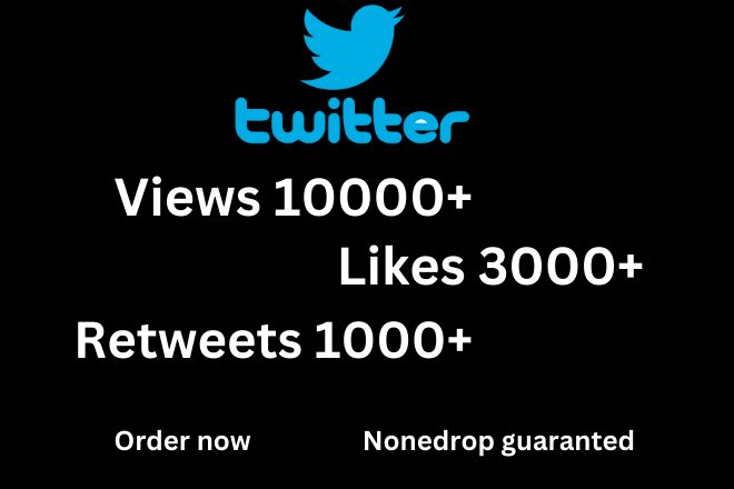 Send Twitter Retweets 1000+  Likes 3000+ views 10000+ Real and none-drop Service