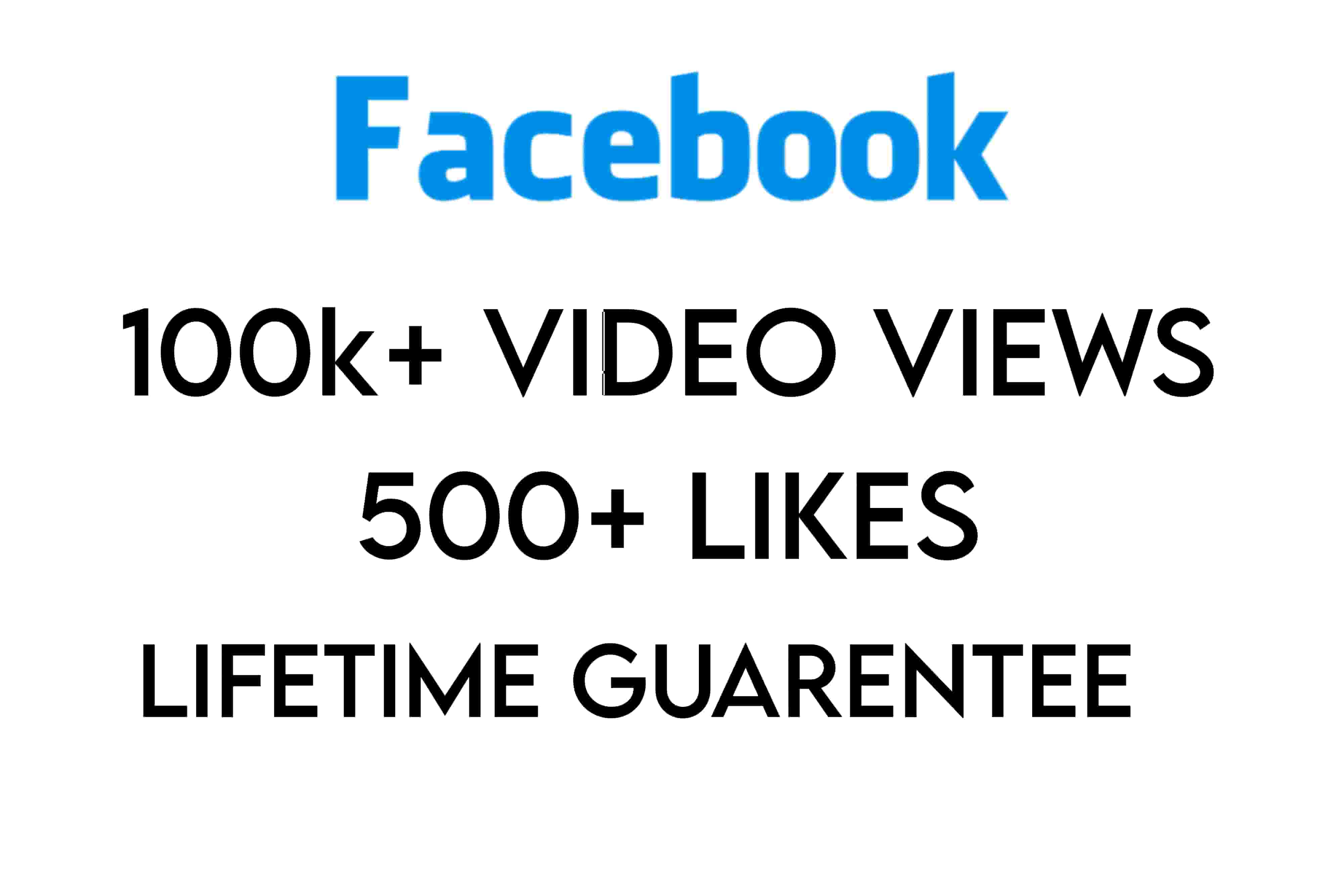 Facebook 100k+ Video Views And 500+ Likes Real & Safe Lifetime Guarentee.