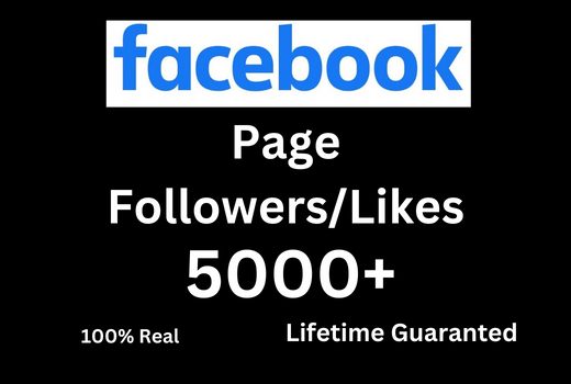 5000+ Facebook Page Likes and 5000 Followers Lifetime guaranted