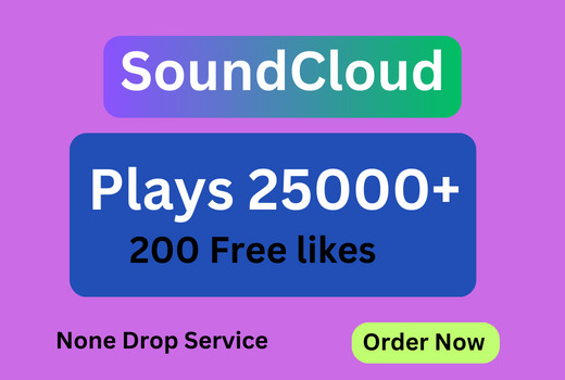 I will Send 25,000 SoundCloud Plays 200+ likes Non-Drop service