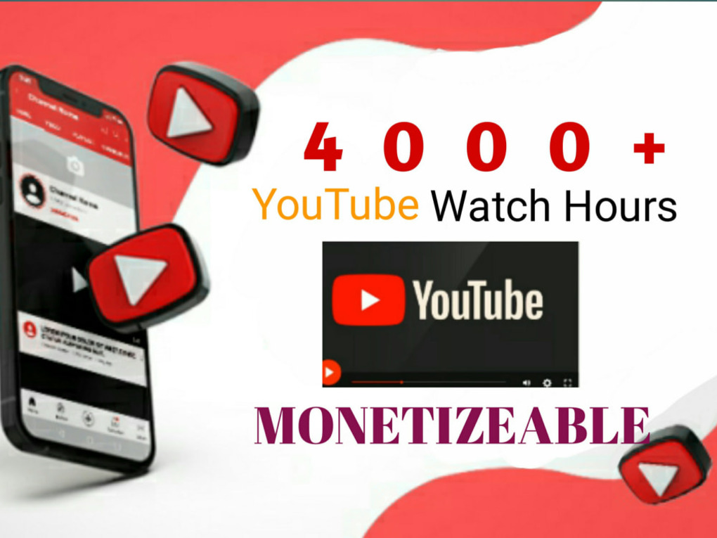 4,000 Hours Organic YouTube Watch Time for Enable Monetization