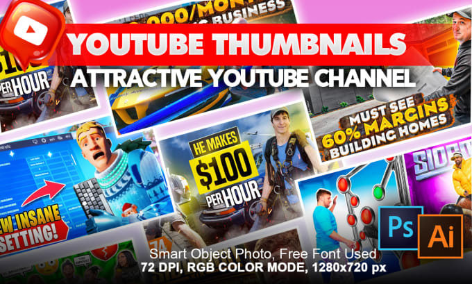 I will design an attractive YouTube thumbnail to attract clicks within 2 hours