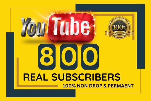 Get 800+ Youtube Real subscribers,100% Non-drop, and a Lifetime permanent, Money back guarantee